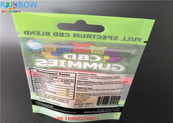 窓が付いているCBD GUMMIESのプラスチックまめのPackaの袋によって薄板にされるアルミニウム磨き粉