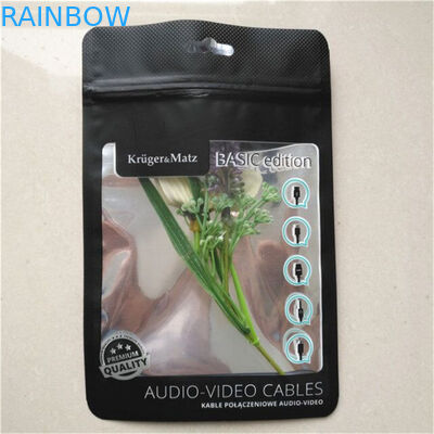 無光沢の黒いアルミ ホイルの袋の電話箱明確な窓が付いている包装ワイヤー ケーブルのジッパー ロック