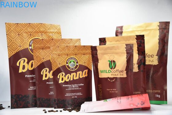 Resealableアルミ ホイルはジッパーの袋、弁が付いている印刷されたジップ ロック式袋を立てます