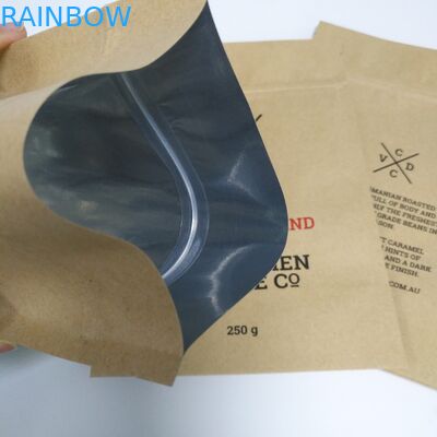 クラフト包装紙の軽食袋の包装はジッパーが付いている袋の平底を立てます