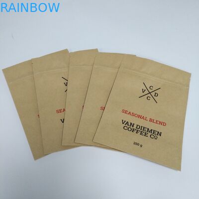 クラフト包装紙の軽食袋の包装はジッパーが付いている袋の平底を立てます