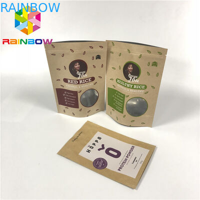 Doypackは包装の米ボディのためのアルミ ホイルのジッパーのクラフト紙の袋をごしごし洗います薄板にしました