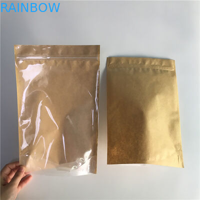 食品等級のクラフト紙は袋のよいSealabilityのジッパーが付いている包装の引きタブを立てます