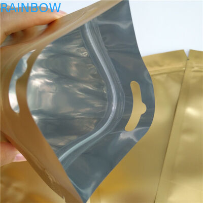 上のジッパーはヨーロッパ/円形の掛かる穴が付いている袋の袋によって薄板にされる材料を立てます