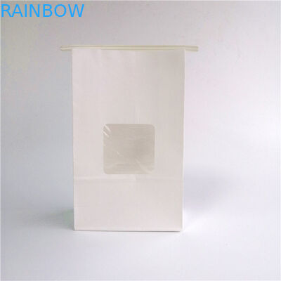 錫のタイのブラウンの側面の窓が付いているガセットによってカスタマイズされる紙袋のグリースを弾く耐久財