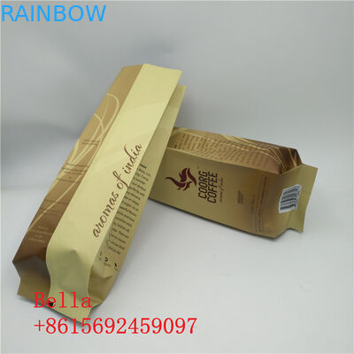 無光沢の表面は弁によって包んでいるジッパーの袋の側面のガセット袋のコーヒー豆を立てます