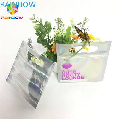 化粧品のサンプルのための明確な前部ホログラムのジッパー ロック袋を包むデジタル印刷物ホイルの袋