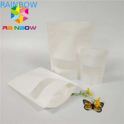 Doypackの多ジッパー ロックを包むマット・ホワイトのプラスチック袋は袋の長方形の窓を立てます