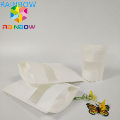 Doypackの多ジッパー ロックを包むマット・ホワイトのプラスチック袋は袋の長方形の窓を立てます