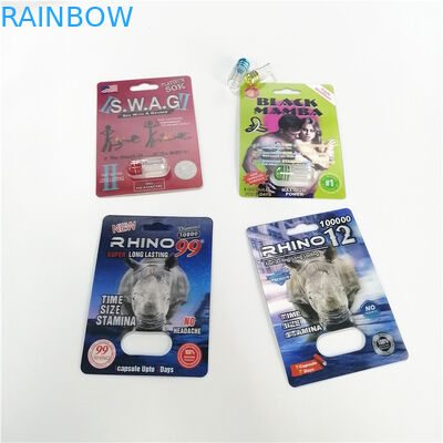 黒いZen Paper Displayママ首相カードを包む男性の強化の薬物のプラスチック包装