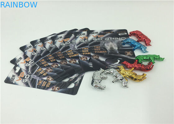 FDA/SGSのサイのまめカード男性の性の丸薬のための包装カード注文色