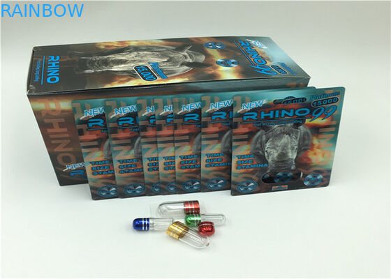 プラスチック カバーが付いている3Dカードを包む金69Kのサイの粉のカプセルのプラスチック包装