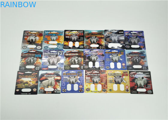 火Rhino50K 3dの効果のまめカード カプセルの性の丸薬のための包装の男性の強化の丸薬パック