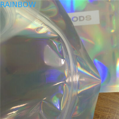 衣服の下着の包装はジッパーの袋袋の虹色のきらめきのレーザー光線写真Ziplockを立てます