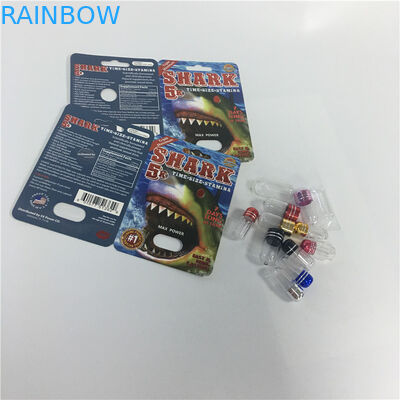 サイの箱のまめの鮫の紙カードを包む男性の強化の丸薬カプセル