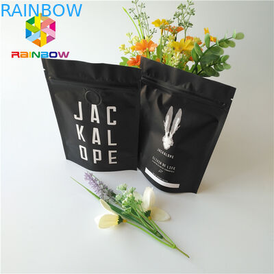 無光沢の黒い金属ホイルの袋はジッパー/弁が付いている2つのOzのコーヒー バッグを立てます