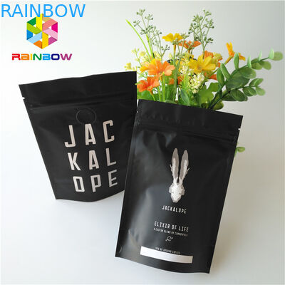 無光沢の黒い金属ホイルの袋はジッパー/弁が付いている2つのOzのコーヒー バッグを立てます