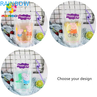 透明な液体の飲み物の食糧袋の包装袋はハンドル/わらが付いているFDAを立てます