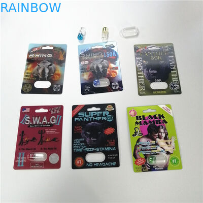 赤いサイ69の陰茎の拡大のカプセルの瓶の弾丸の性の丸薬プラスチック薬のパック