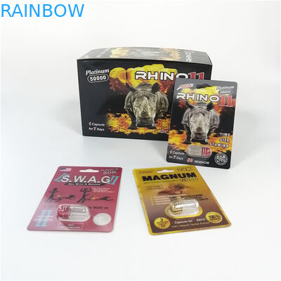 赤いサイ69の陰茎の拡大のカプセルの瓶の弾丸の性の丸薬プラスチック薬のパック