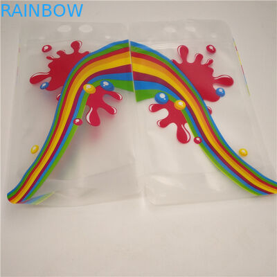 耐久明確なジュースのミルクの底ガセット袋はハンドルが付いているホイルの袋を立てます