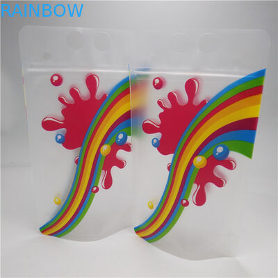 耐久明確なジュースのミルクの底ガセット袋はハンドルが付いているホイルの袋を立てます