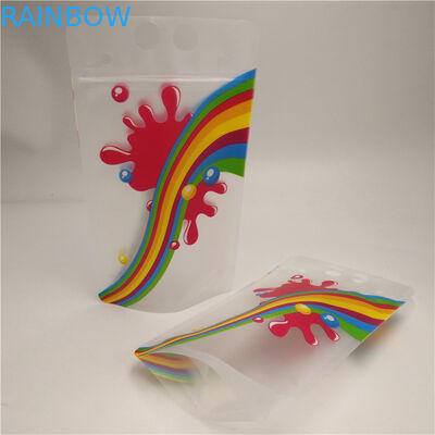 耐久明確なジュースのミルクの底ガセット袋はハンドルが付いているホイルの袋を立てます