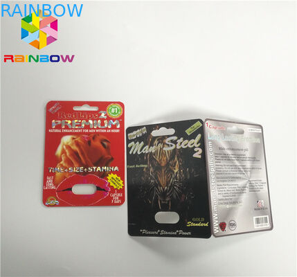 まめの挿入物カード3D表面の終わりを詰める男性の強化の丸薬を滑らせて下さい