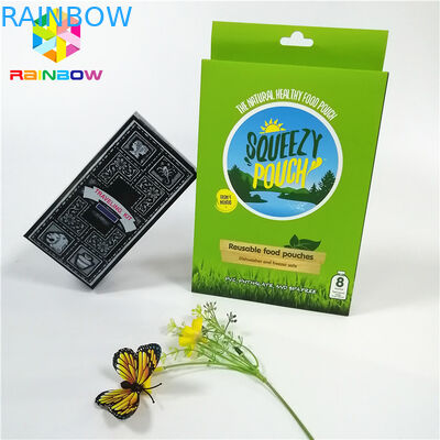 再生利用できる注文のロゴの設計ブランドはギフトの化粧品のためのこつの穴が付いている紫外線熱い押す紙カード箱を印刷しました