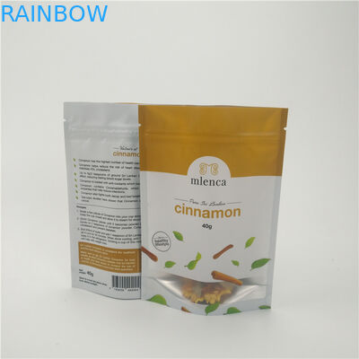 無光沢の白い背景のジッパーの化粧品袋はDoypack 40gのシナモンを立てます