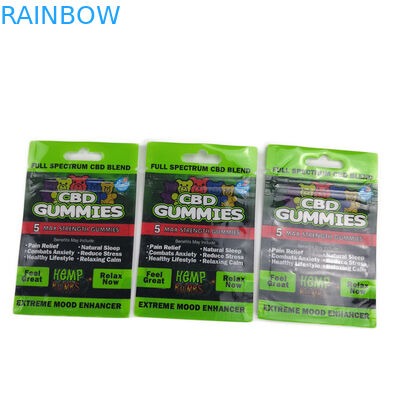 3つのCbd Gummiesのための側面によって密封される掛かる穴を包むマイラーの書類封筒のプラスチック袋