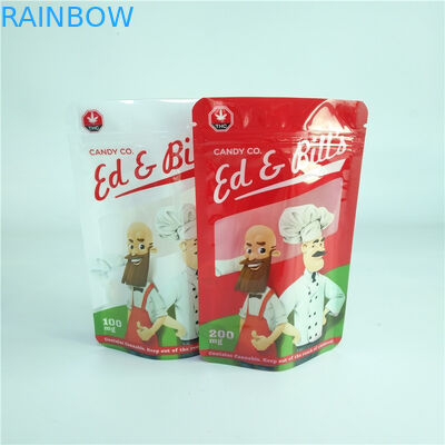 100mgキャンデー明確な窓が付いている袋の上の包装袋CBDの粘着性の立場を印刷するデジタル