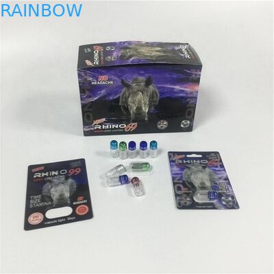 丸薬のための金のカプセルのびんが付いているカード ブラック マンバのBurro 30000のペーパーまめカードを包む男性の増強物の丸薬