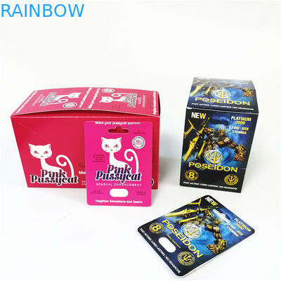 熱い押す官能的な強化のまめの包装のディスプレイ・ケース カードを浮彫りにするピンクの猫の紙箱カード