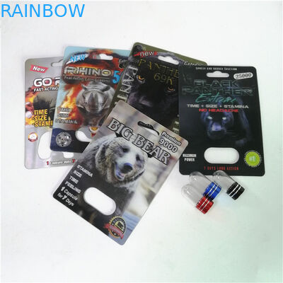 サイ粉の性のカプセルのための紙箱が付いている最高150K 3Dのまめカードを包む性の強化の丸薬