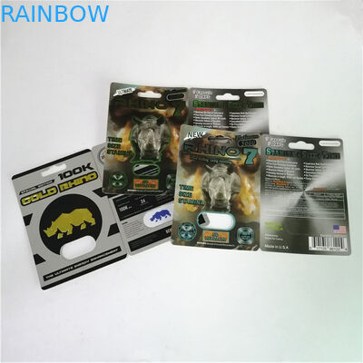 ブラック パンサー/マンバ/サイV7の男性の強化の丸薬紙箱が付いている3Dまめカードを包む性力のカプセル