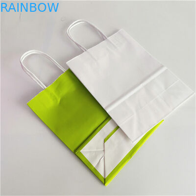 クラフト紙CMYK 350gsmのボール紙の食料品の買い物はハンドルによって袋に入れる