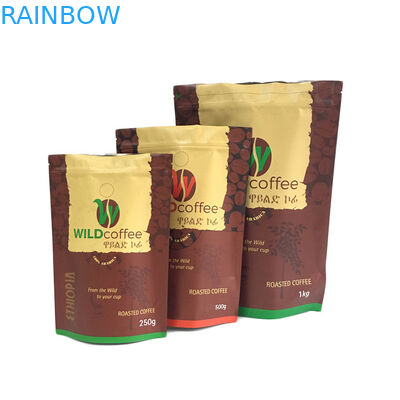 コーヒー包装のためのジッパーの包装袋の上の250g 500g 1kgの無光沢の終わりのホイルによって並べられる立場