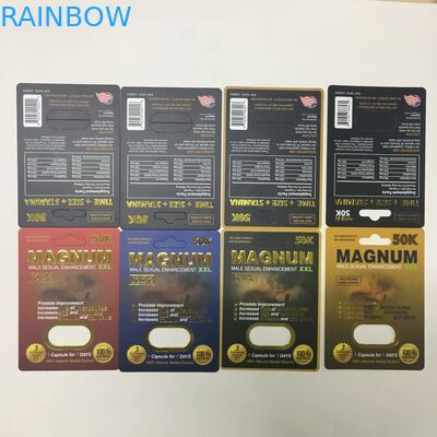 カスタマイズされた4色のマグナムびんの丸薬カプセルの包装のための紙箱を紙カード