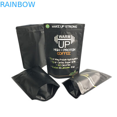 金の印刷のコーヒー バッグのジッパーの包装袋の上の無光沢の黒い終わりホイルの立場