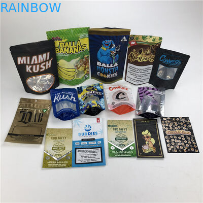 CBD 3.5gの柔らかいタッチのクッキー袋の臭いはマイラーChildproofホイルの袋の包装を検査する