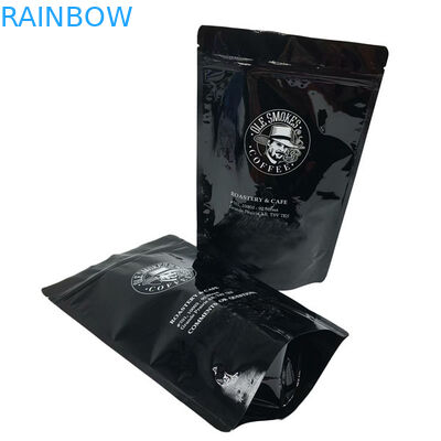 破損のノッチの地位の袋の完全な印刷のジッパーは光沢のある黒を薄板にした