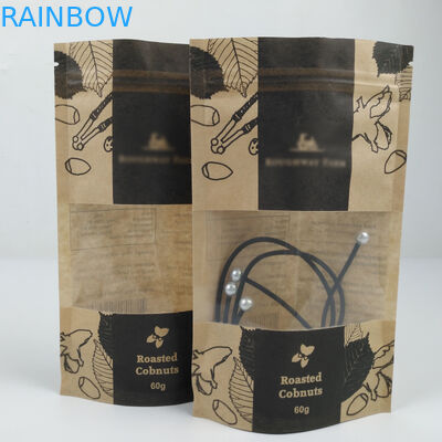 軽食の防水立場の薄板にされたブラウン クラフト紙のZiplockは窓と袋に入れる