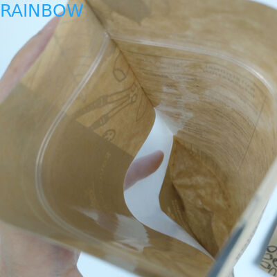 軽食の防水立場の薄板にされたブラウン クラフト紙のZiplockは窓と袋に入れる