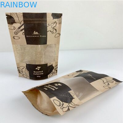 袋のクラフト紙の臭いの証拠の上のデジタルによって印刷される立場は窓とのDoypack食品包装を袋に入れる