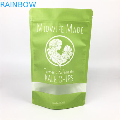 注文の印刷された食品等級はプラスチック ホイルのビスケットが明確な窓が付いているペーパー包装袋を欠くジッパー ロックのシールの上に立つ