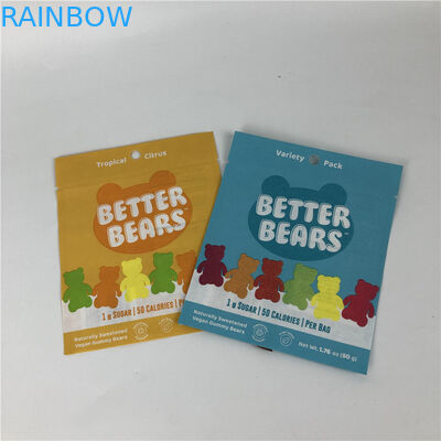 3つの側面のシールの平らなヒート シールの軽食のクッキー食用CBD THC Gummies生物分解性の包装袋