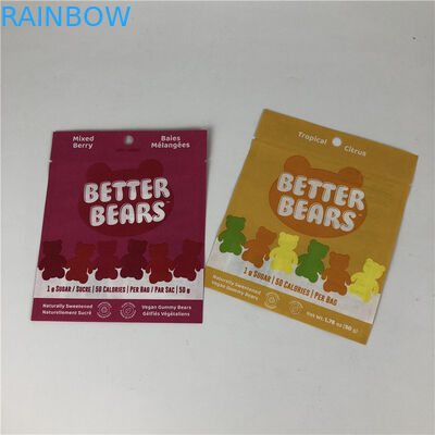 3つの側面のシールの平らなヒート シールの軽食のクッキー食用CBD THC Gummies生物分解性の包装袋