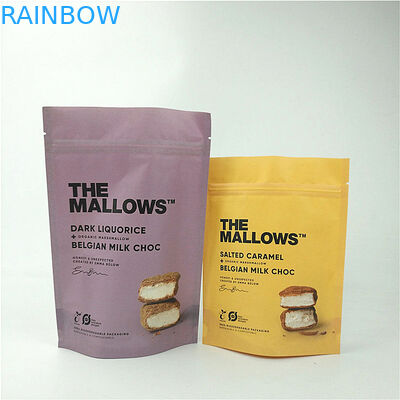 軽食は袋によって薄板にされるMOPPペットPEの上のチョコレート クラフト紙の立場を搾り出す