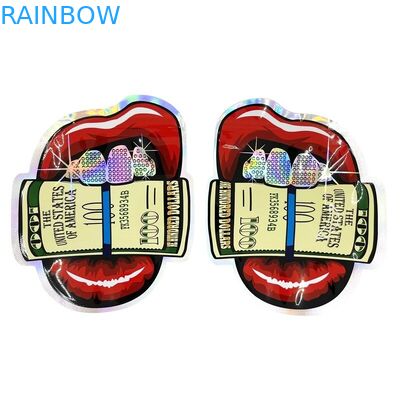 注文の不規則な形のマイラーのプラスチック ジッパー袋の臭いは3.5g 7gを検査する